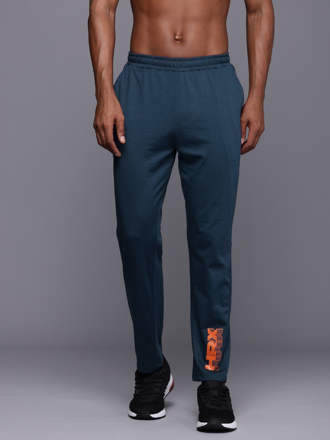 

HRX by Hrithik Roshan Men Rapid Dry Brand Logo Placement Print Track Pants, Navy blue