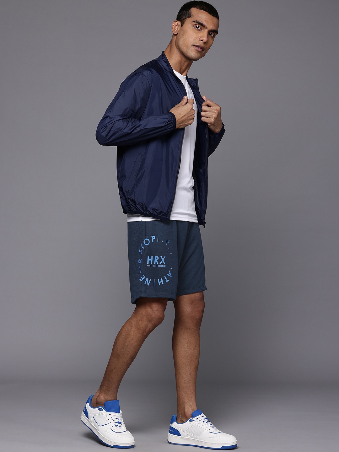 

HRX by Hrithik Roshan Men Branded Typography Lifestyle Shorts, Navy blue