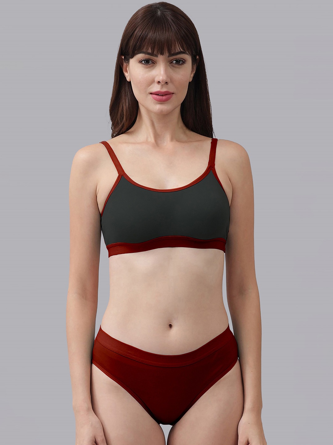 Aamarsh Cotton Bra With Briefs, Maroon