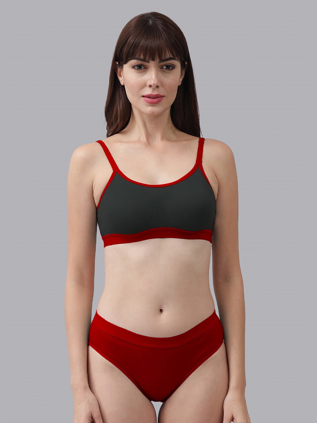 

Aamarsh Mid-Rise Cotton Brief Lingerie Set, Red
