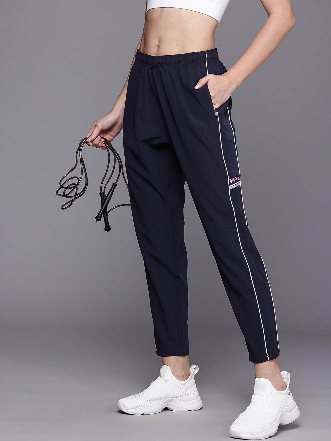 

HRX by Hrithik Roshan Women Rapid-Dry Training Track Pants, Navy blue