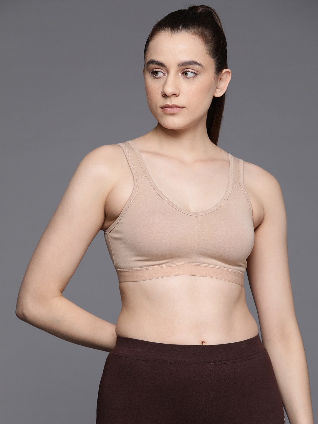 

HRX by Hrithik Roshan Lifestyle Sports Bra-Full Coverage, Beige