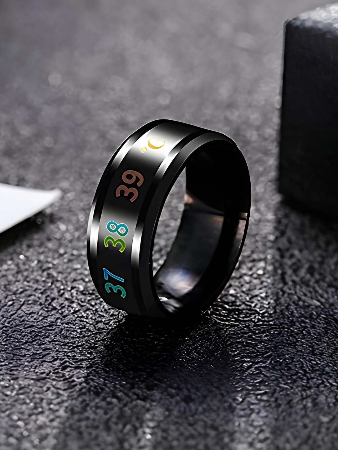 

KARISHMA KREATIONS Stainless Steel Temperature Detailed Rings, Black