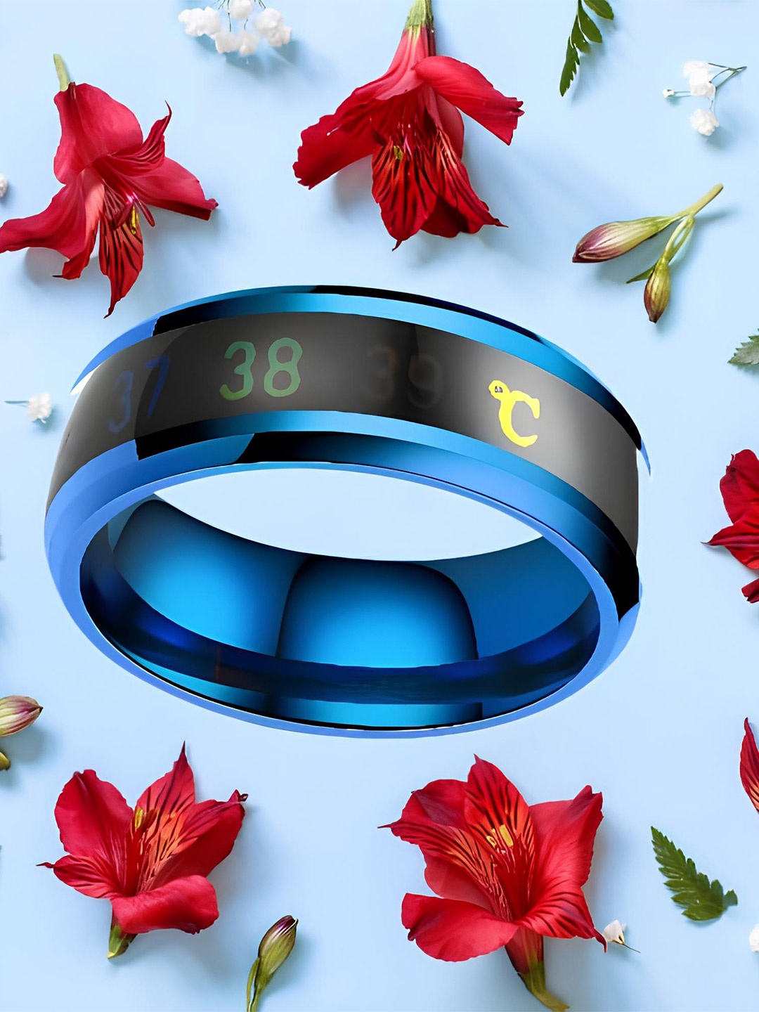 

KARISHMA KREATIONS Stainless Steel Temperature Finger Ring, Blue