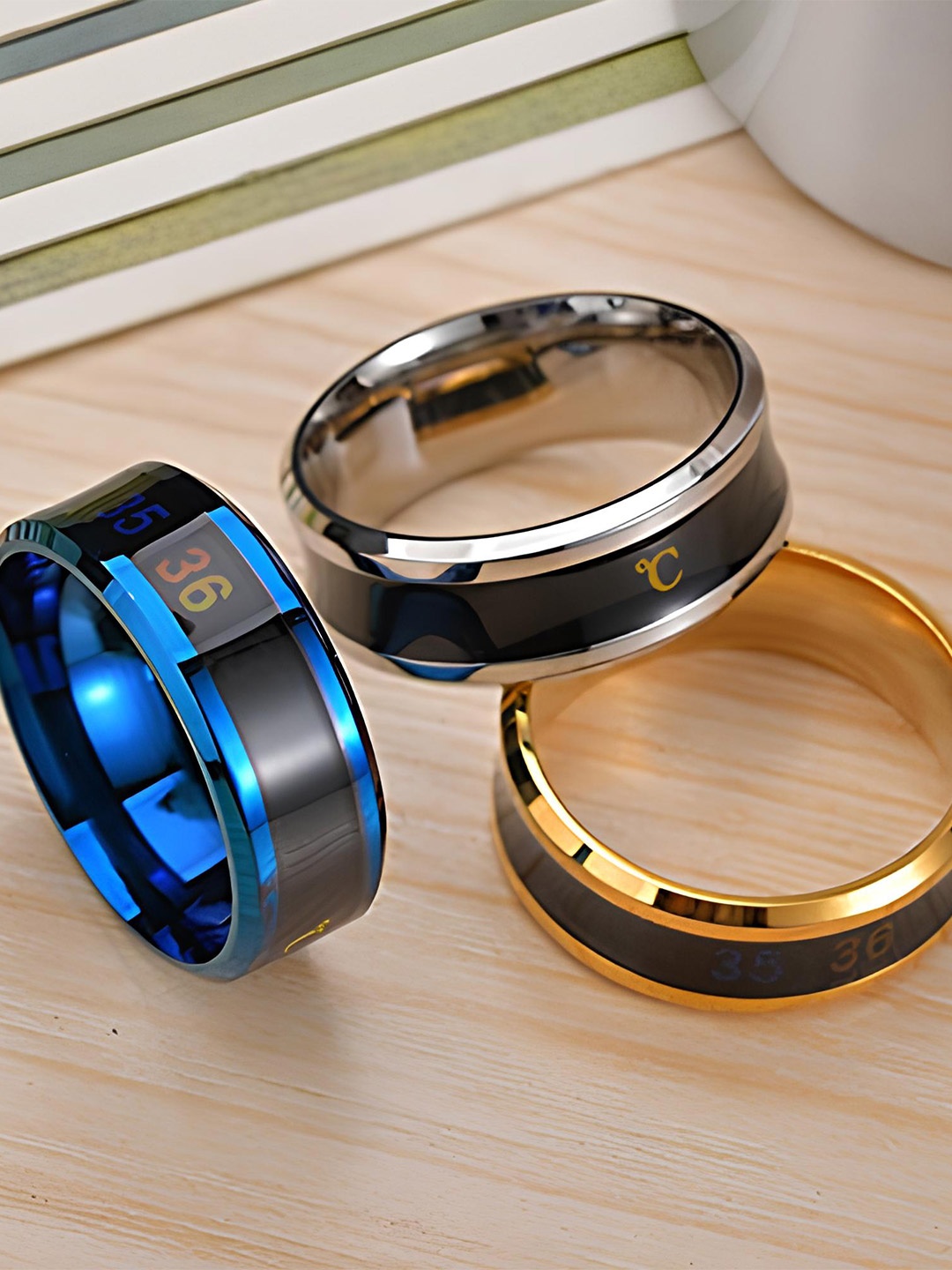 

KARISHMA KREATIONS Unisex Set Of 4 Stainless Steel Silver Plated Finger Rings