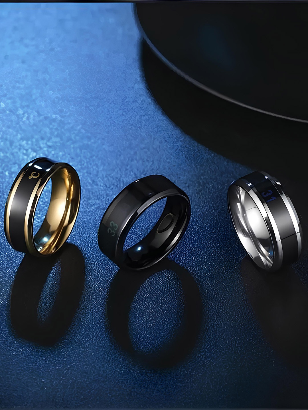 

KARISHMA KREATIONS Set Of 3 Stainless Steel Finger Rings, Silver