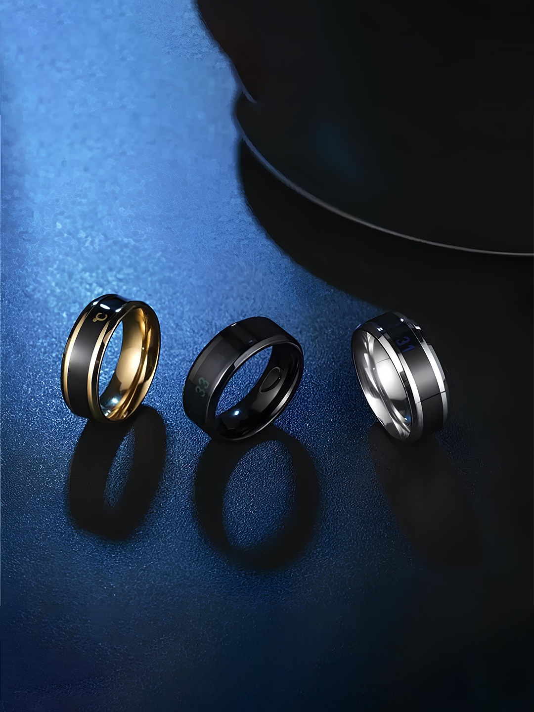 

KARISHMA KREATIONS Set Of 3 Silver-Plated Stainless Steel Temperature Finger Rings