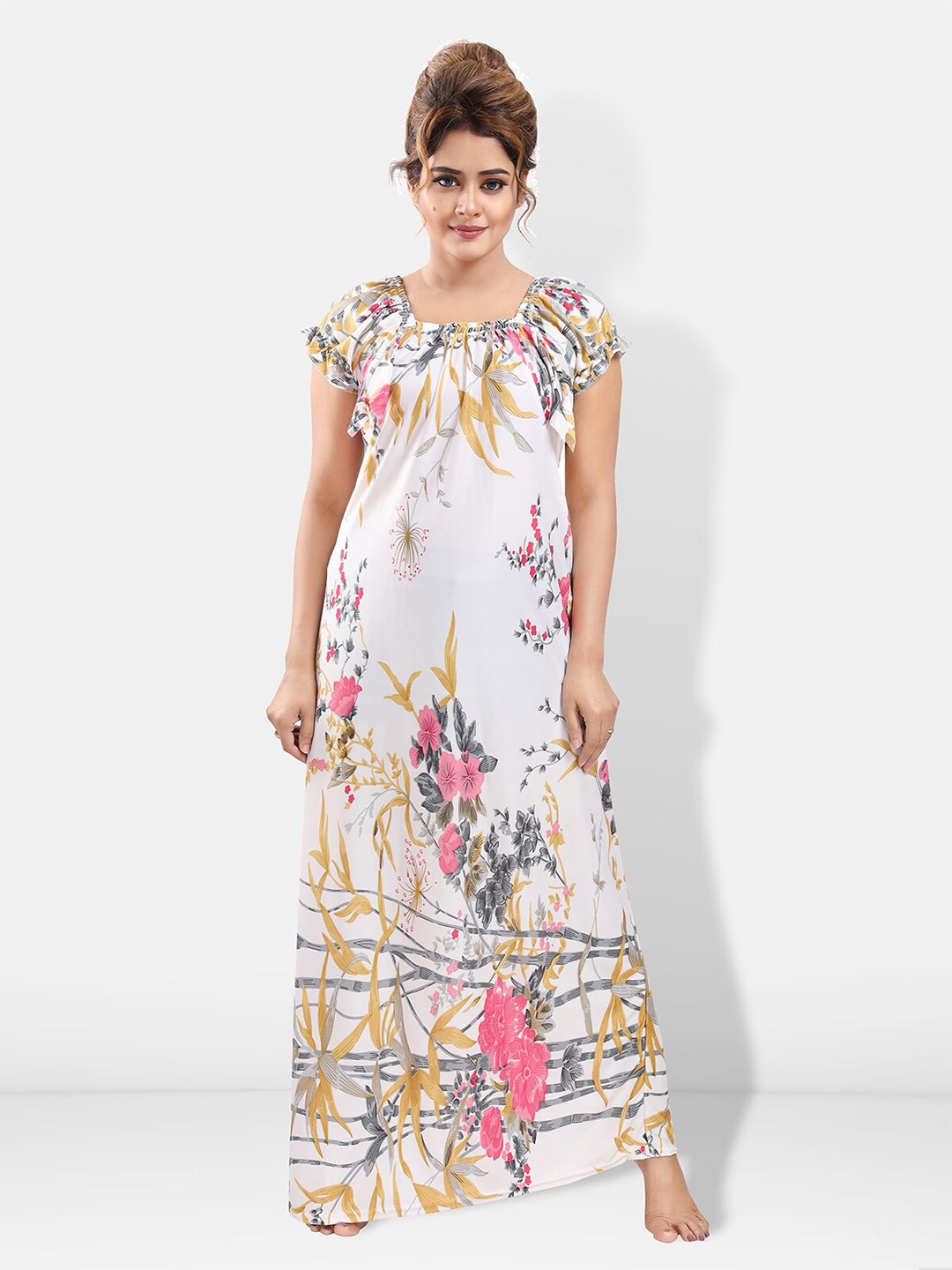 

Be You Floral Printed Satin Maxi Nightdress, Pink