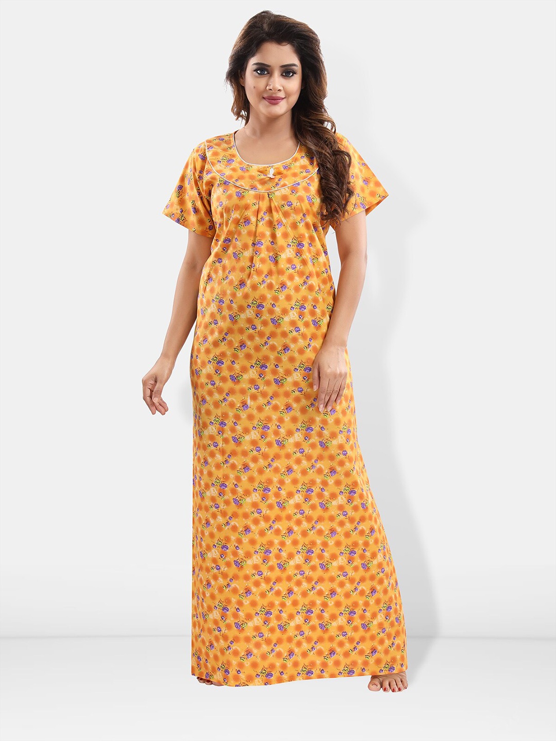 

Be You Floral Printed Maxi Everyday Nightdress, Yellow