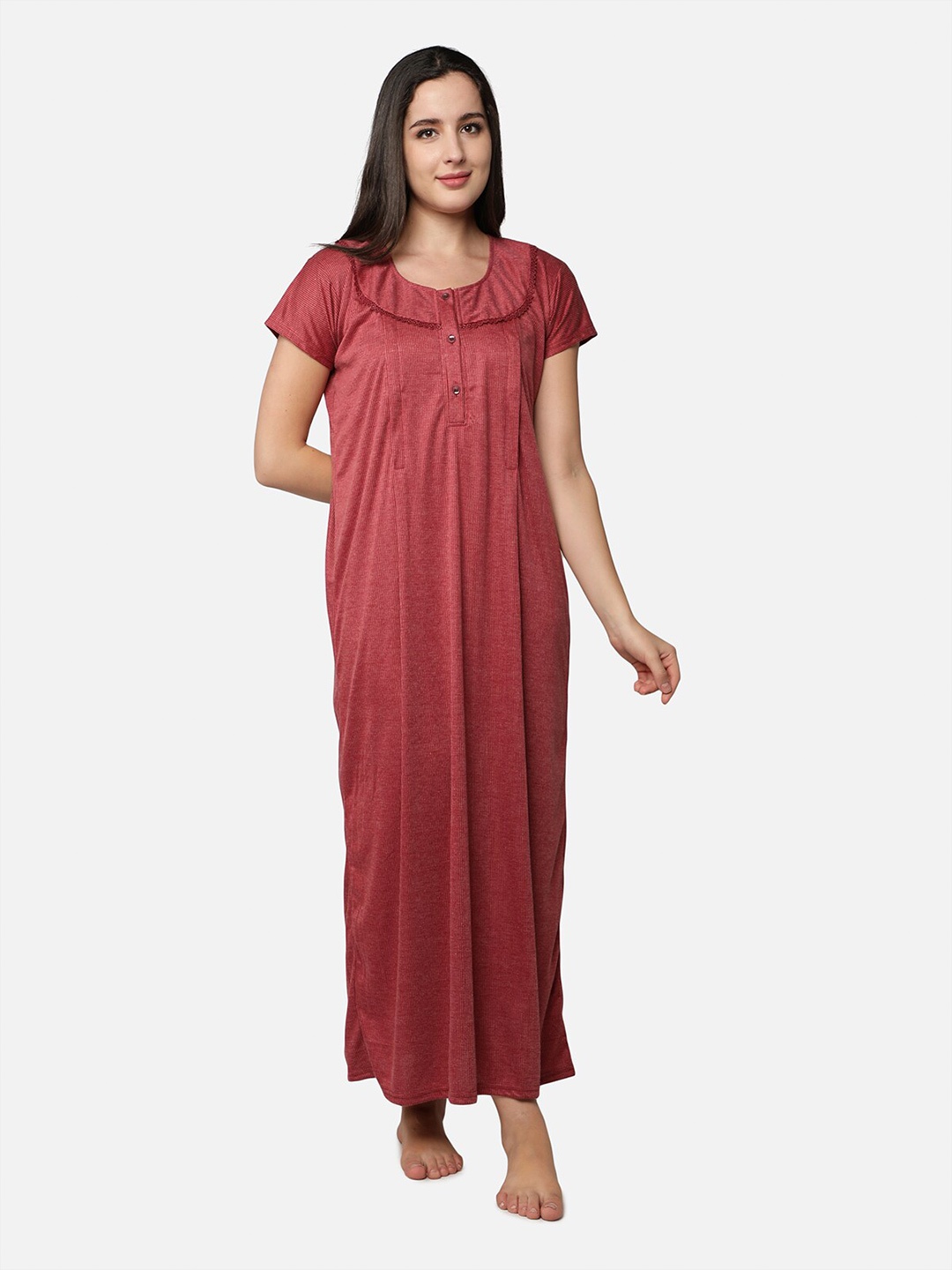 

Be You Striped Maternity Maxi Nightdress, Maroon