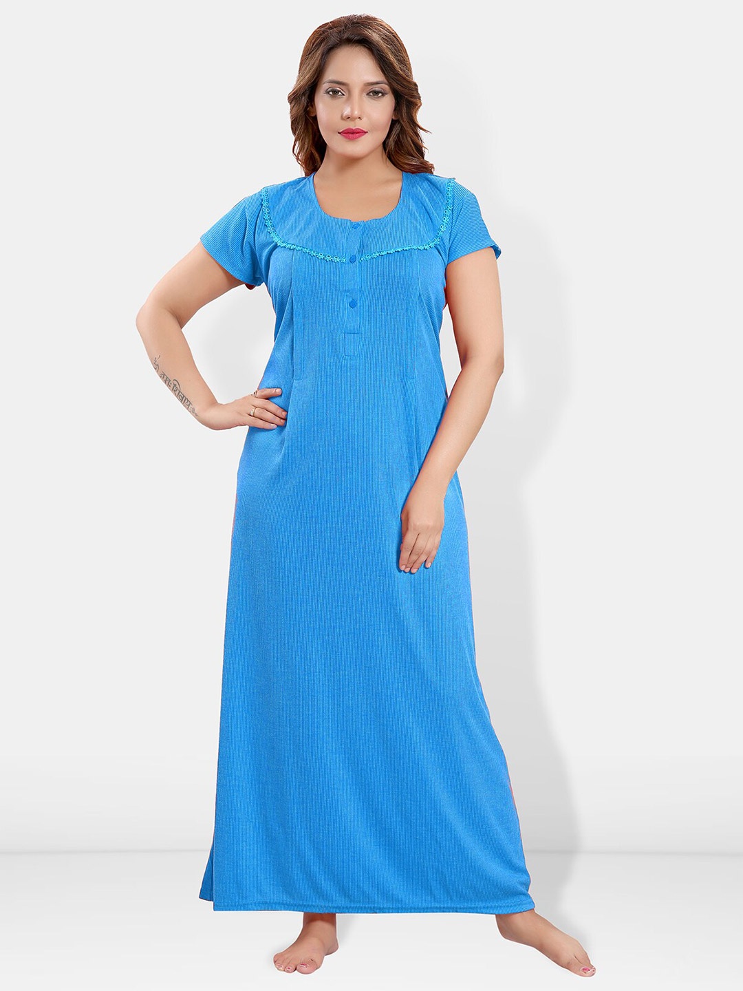 

Be You Striped Maternity Maxi Nightdress, Blue