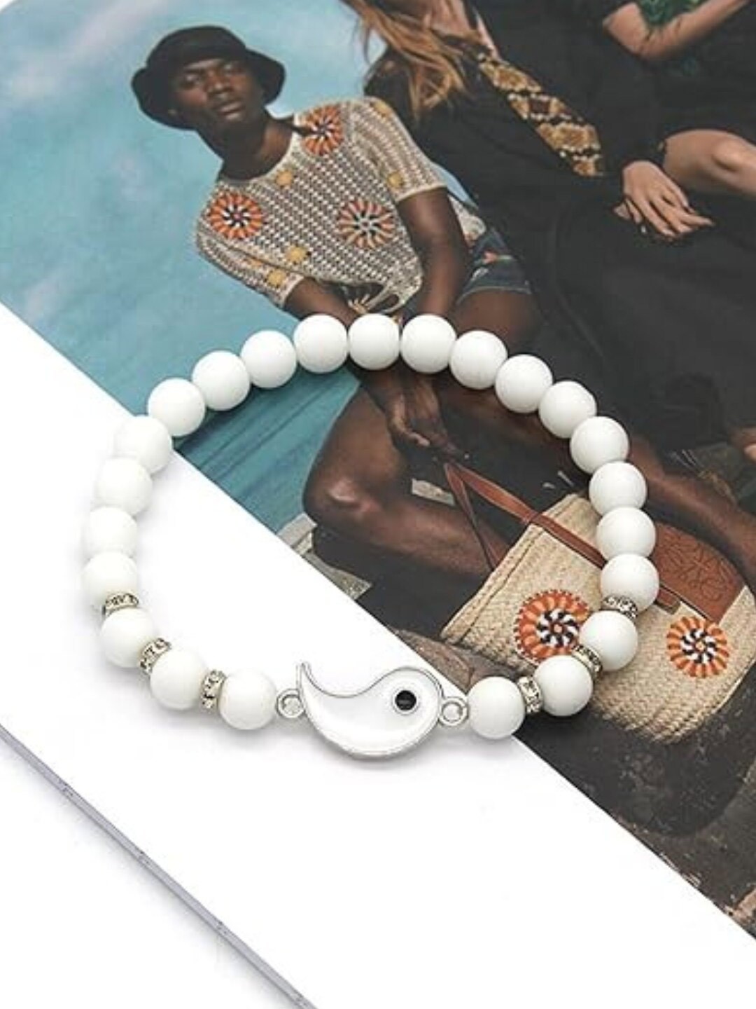 

ASMITTA JEWELLERY Unisex Rhodium-Plated Pearls Bracelet, White