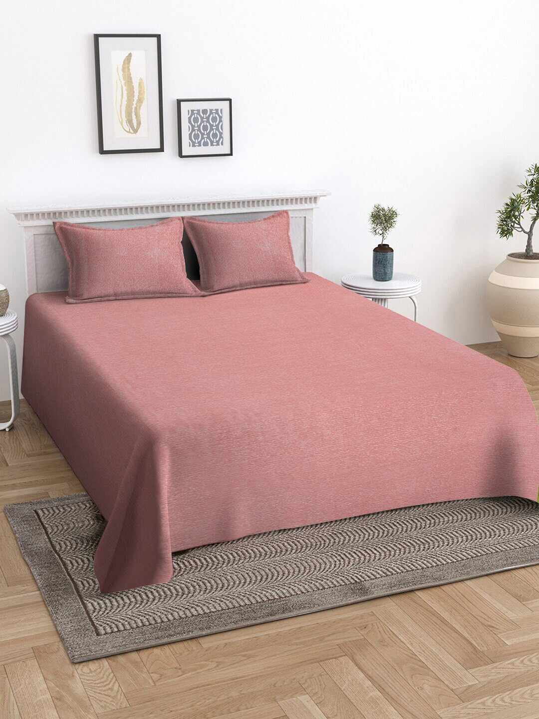 

KLOTTHE Pink 400 TC Pure Cotton Double King Bedsheet Set
