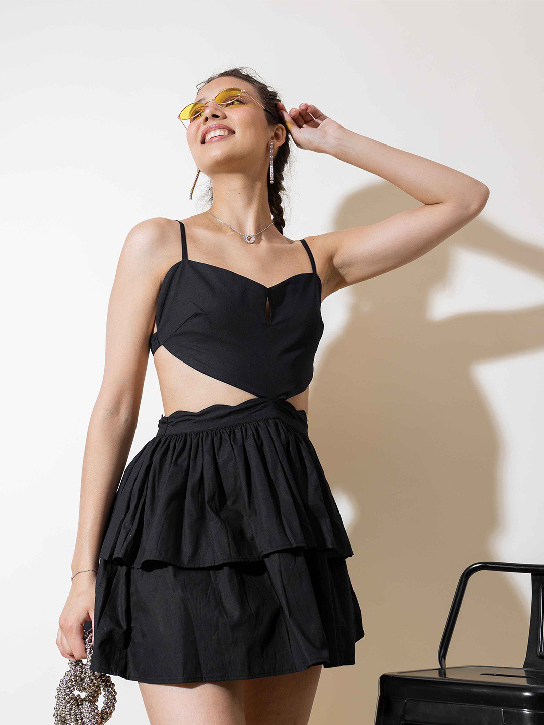 

Stylecast X Hersheinbox Black Pure Cotton Fit & Flare Mini Dress