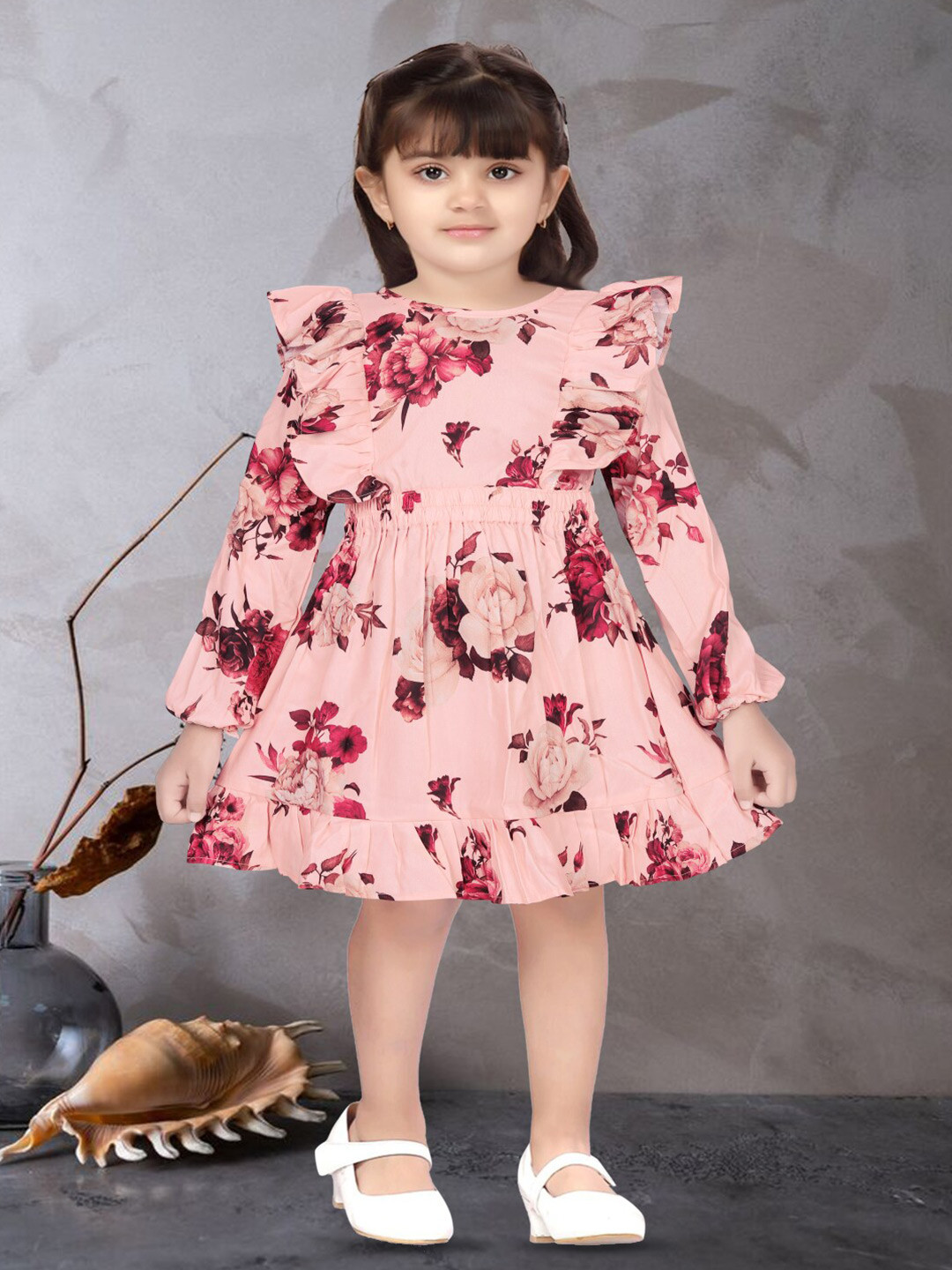 

BAESD Girls Floral Printed Fit and Flare Dress, Pink