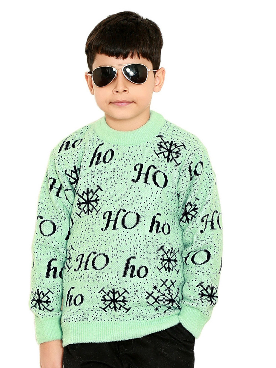 

BAESD Boys Typography Printed Round Neck Sweater, Green