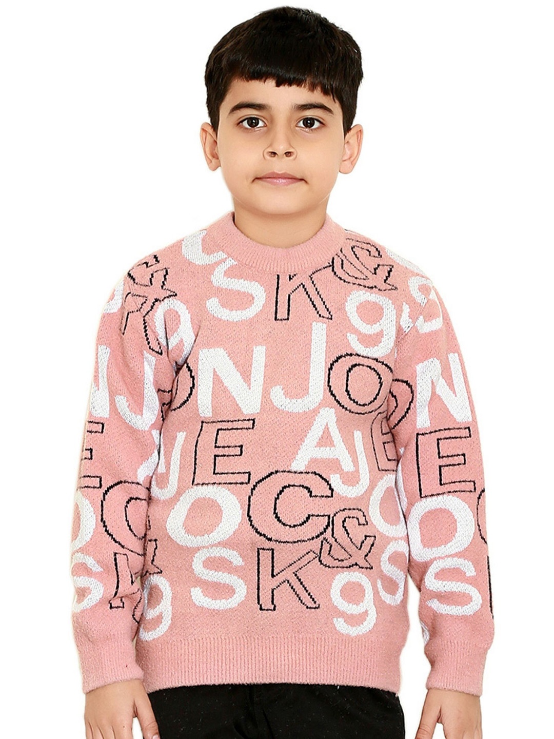 

BAESD Boys Typography Printed Round Neck Long Sleeves Ribbed Sweater Vest, Pink