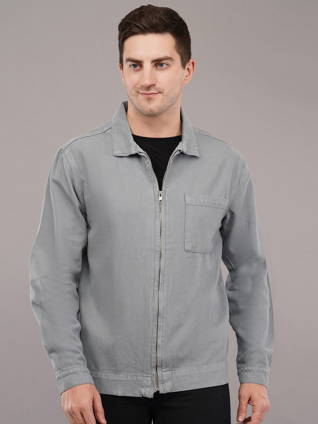 

Mast & Harbour Grey Long Sleeves Denim Jacket
