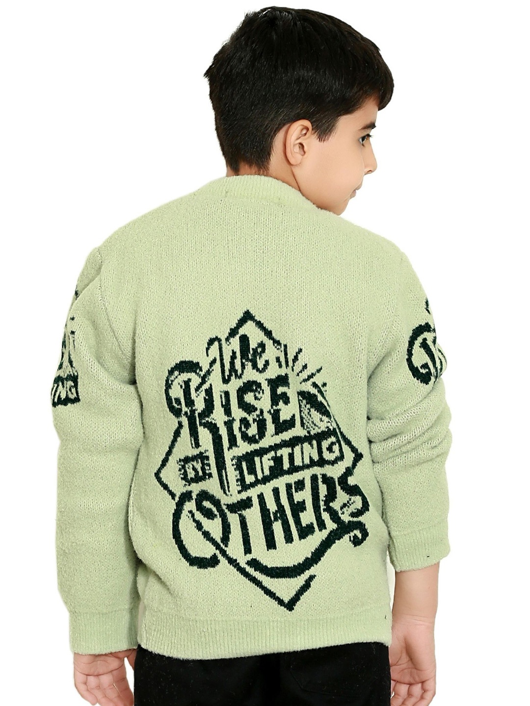 

BAESD Boys Typography Printed Round Neck Sweater, Green