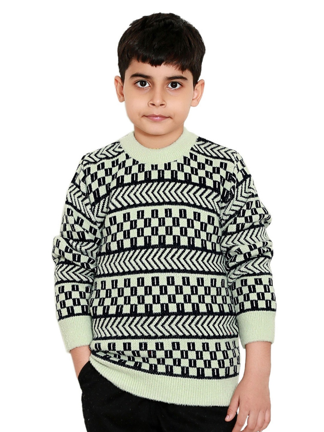 

BAESD Boys Geometric Printed Round Neck Long Sleeves Pullover Sweater, Black