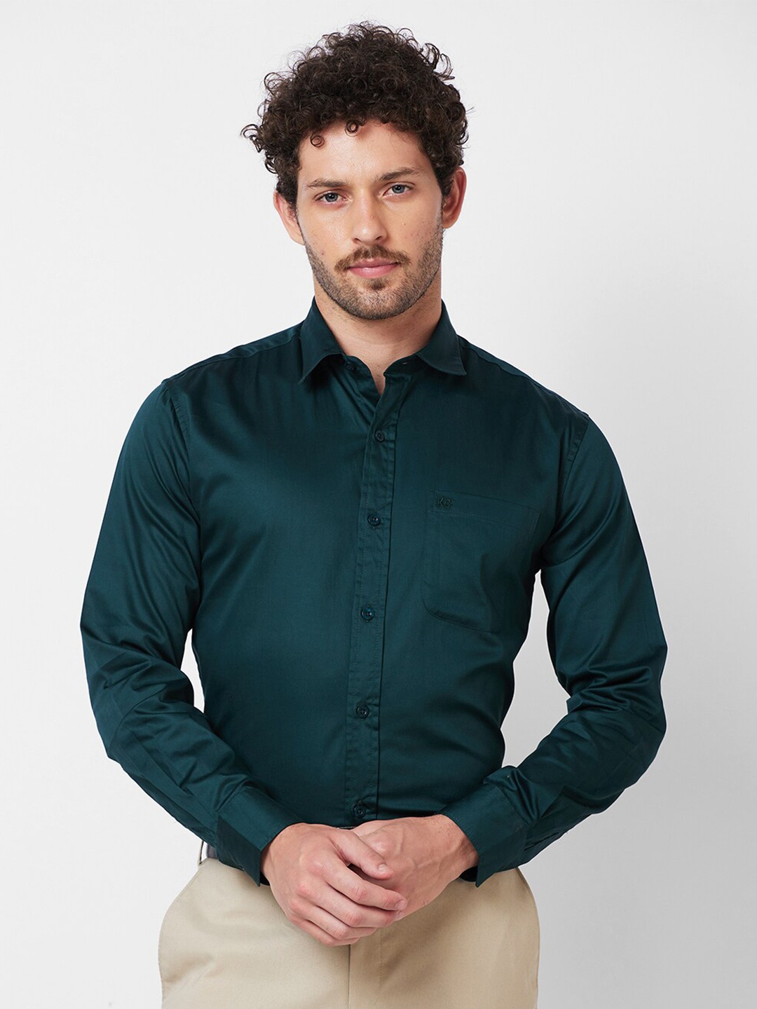 

Kenneth Cole Cotton Slim Fit Opaque Formal Shirt, Green