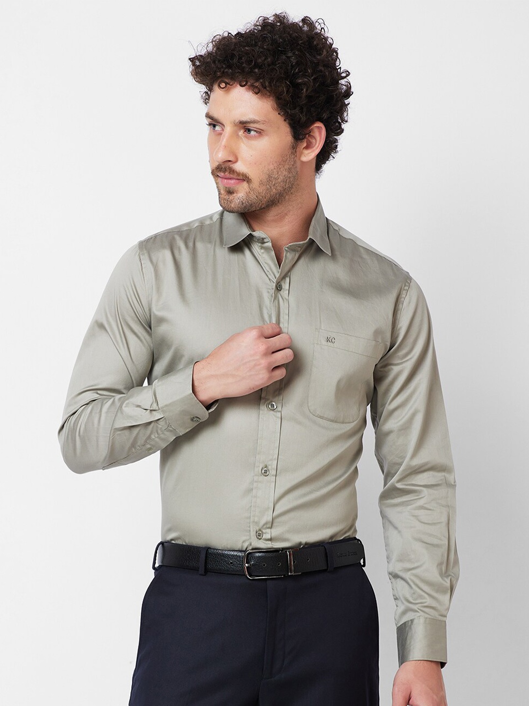 

Kenneth Cole Slim Fit Opaque Cotton Formal Shirt, Olive