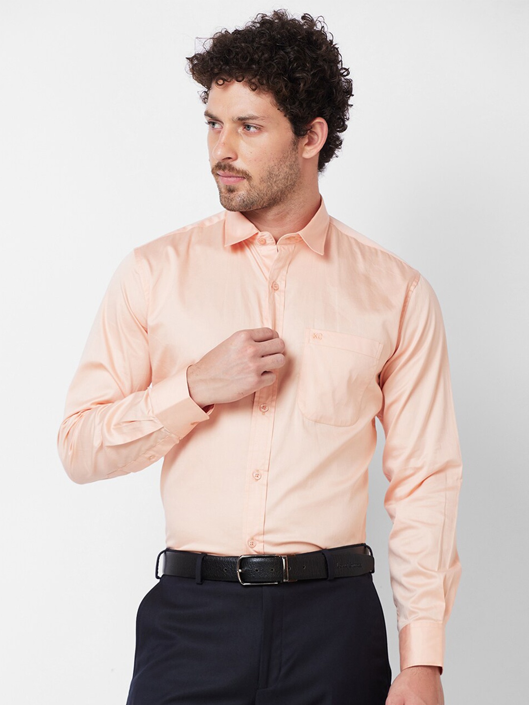 

Kenneth Cole Cotton Slim Fit Opaque Formal Shirt, Peach