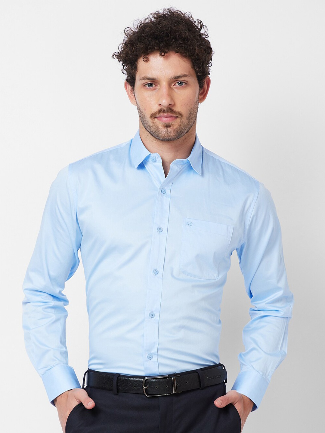 

Kenneth Cole Cotton Slim Fit Opaque Formal Shirt, Blue