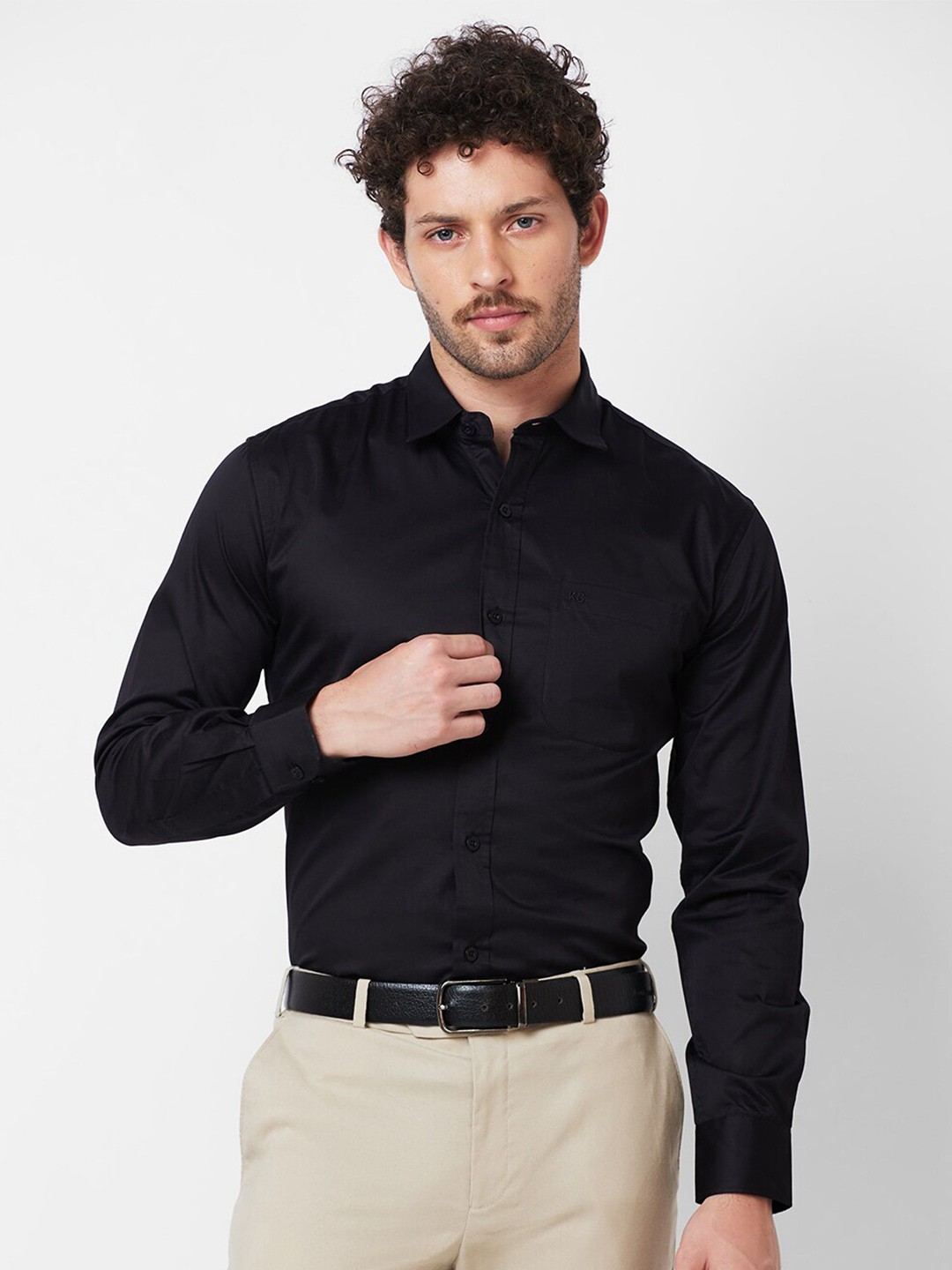 

Kenneth Cole Cotton Slim Fit Opaque Formal Shirt, Black