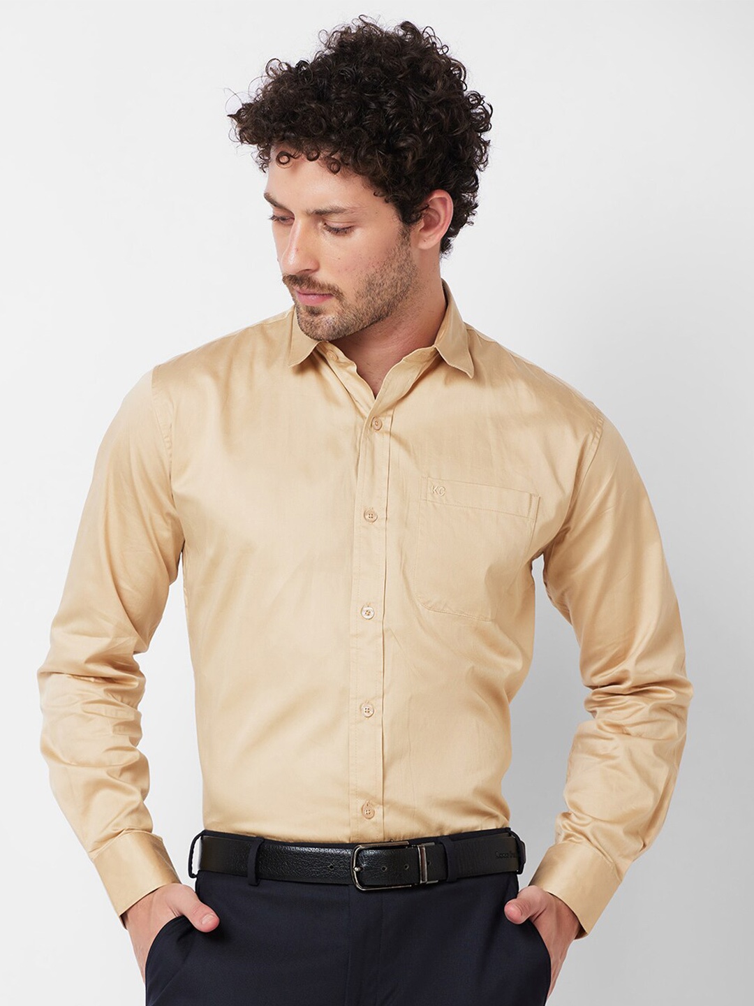 

Kenneth Cole Cotton Slim Fit Opaque Formal Shirt, Beige