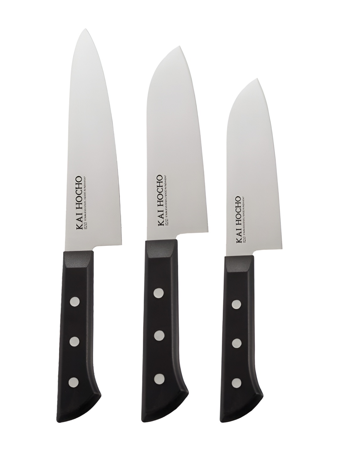 

KAI Black & Silver Toned 3 Pieces Wooden Secure Grip Knife