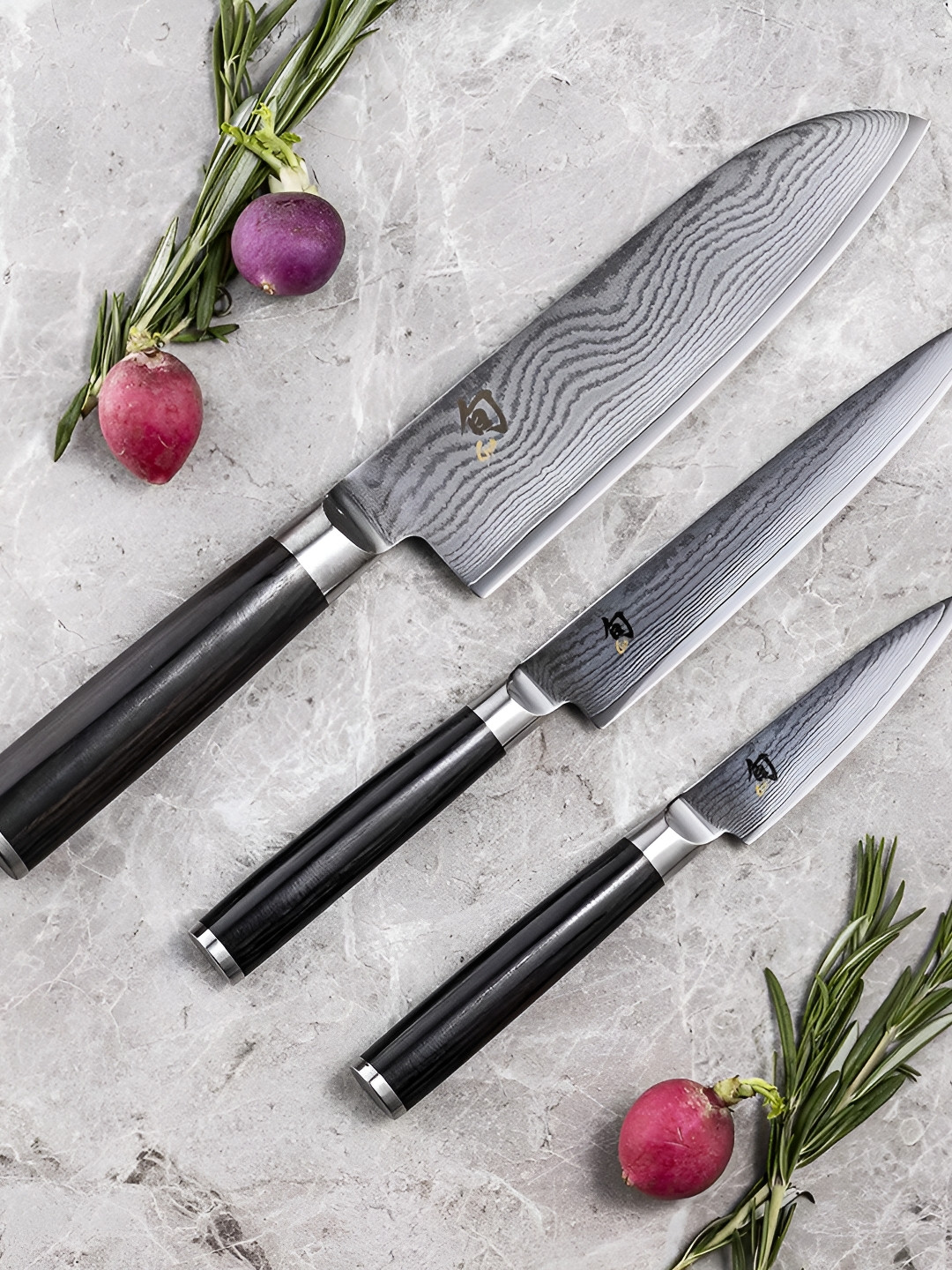 

KAI Black & Silver Toned 3 Pieces Wooden Secure Grip Knife
