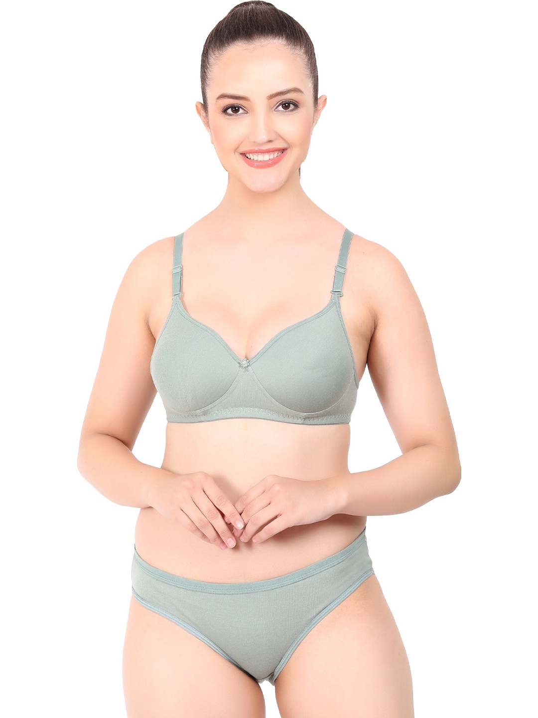 

AROUSY Non Padded Cotton Briefs Lingerie Set A-Nisa Set1, Green