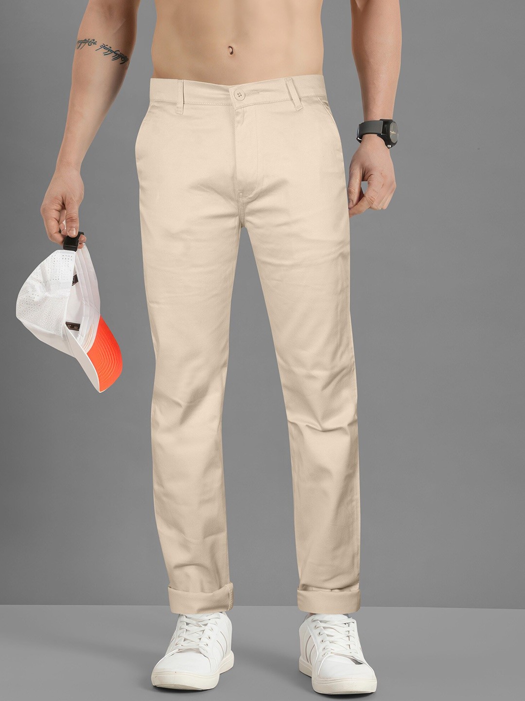 

Jb Just BLACK Men Urban Slim Cotton Regular Trousers, Cream