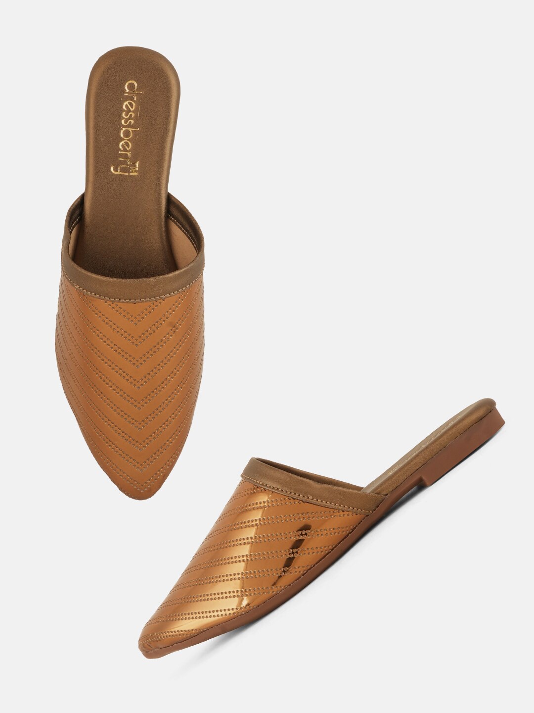 

Anouk Textured Pointed Toe Mules, Copper