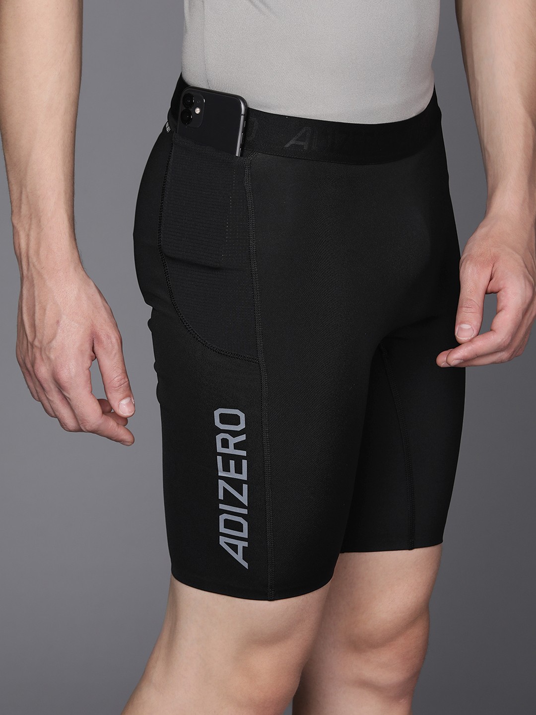 

ADIDAS Men Printed Adizero Running Sports Shorts, Black