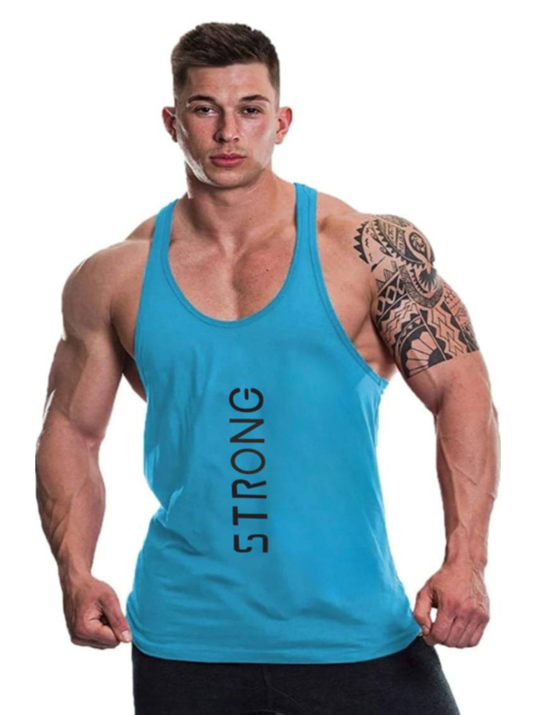 

MASCARI Printed Innerwear Gym Vest MF1011-S, Blue