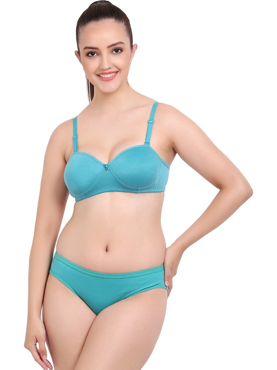 

AROUSY Non-Padded Cotton Lingerie Set K_Demi-Set1, Blue