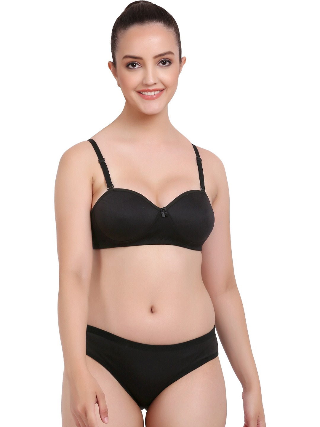 

AROUSY Breathable Cotton Lingerie Set K_Demi-Set1, Black