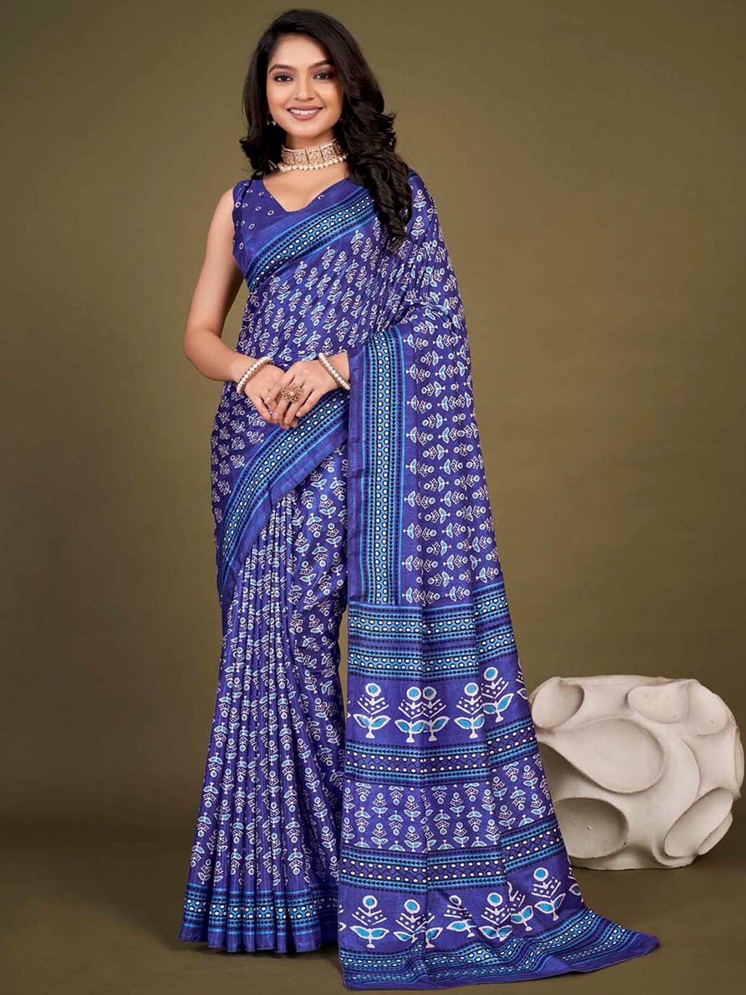 

KALINI Ethnic Motifs Printed Bagh Saree, Purple