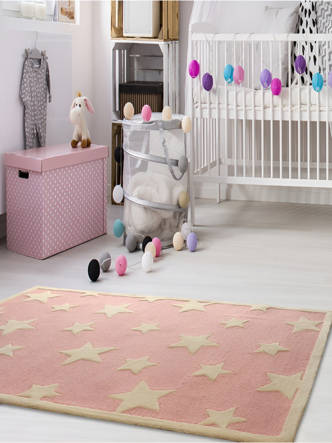

LITTLELOOMS Pink & Beige Twinkling Star Hand-Tufted Woollen Carpet