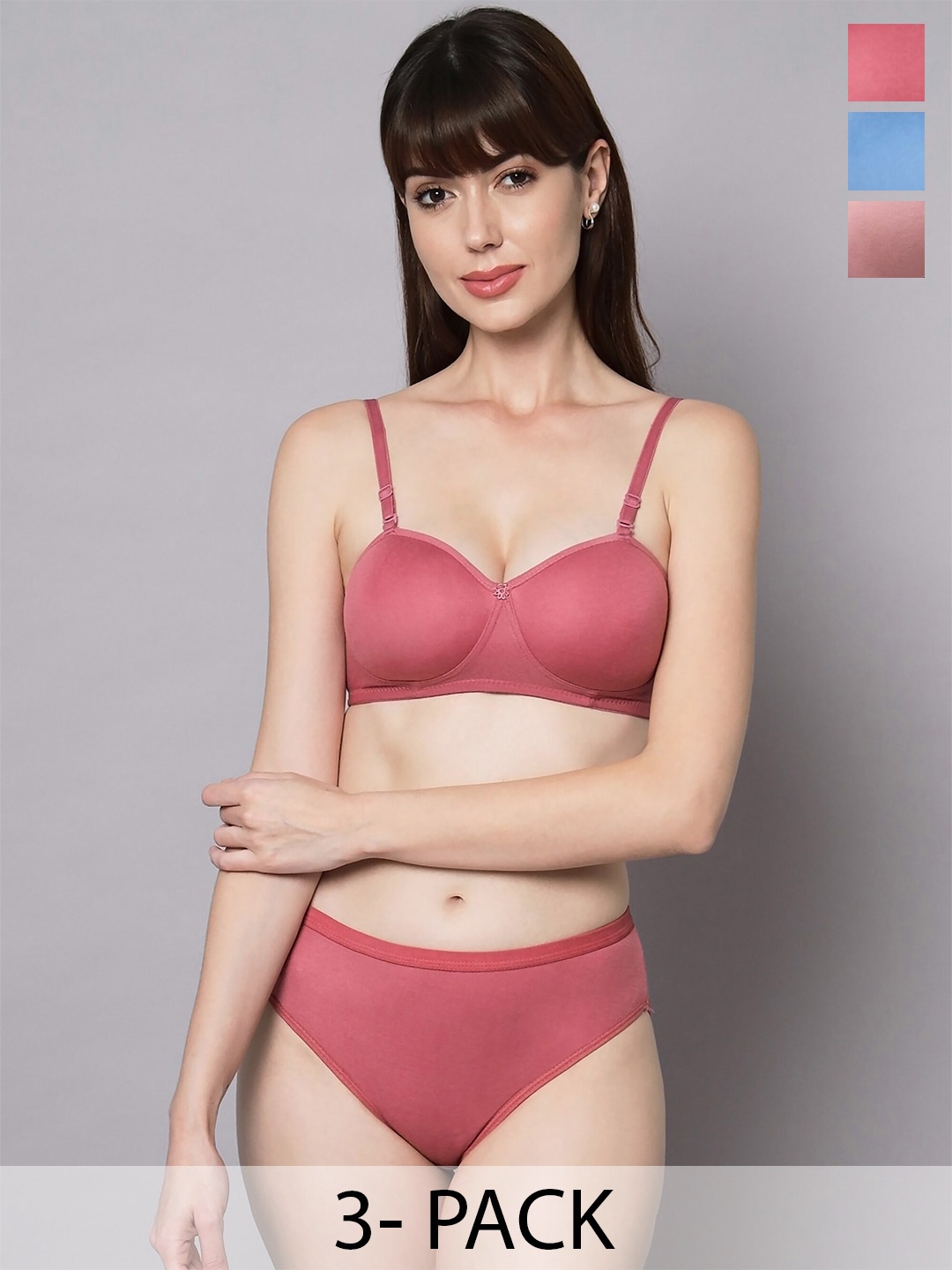 

AROUSY Pack Of 3 Cotton Brief Lingerie Set K_Demii-Set3, Red