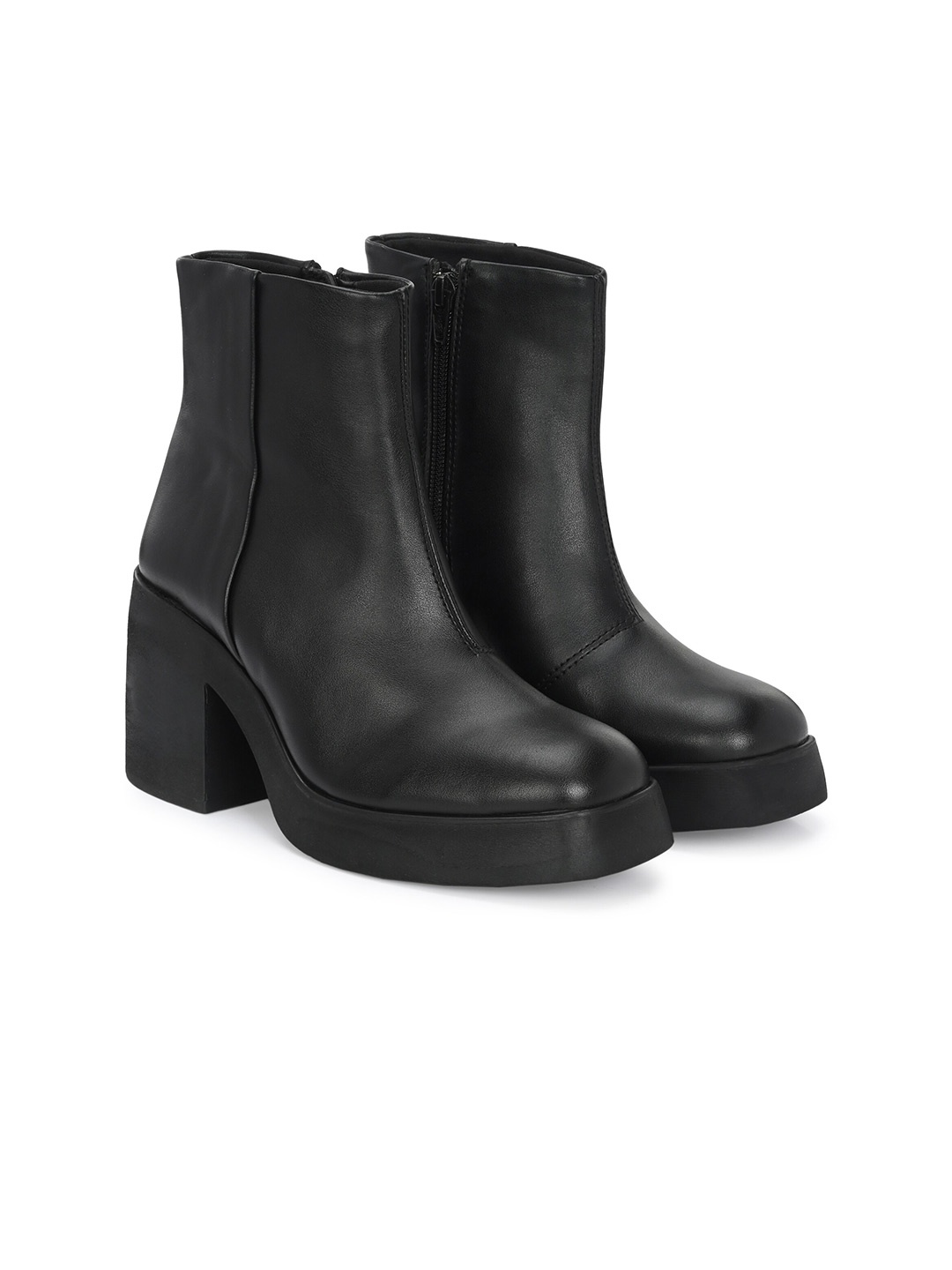 

Delize Women Block Heeled Mid-Top Chelsea Boots, Black