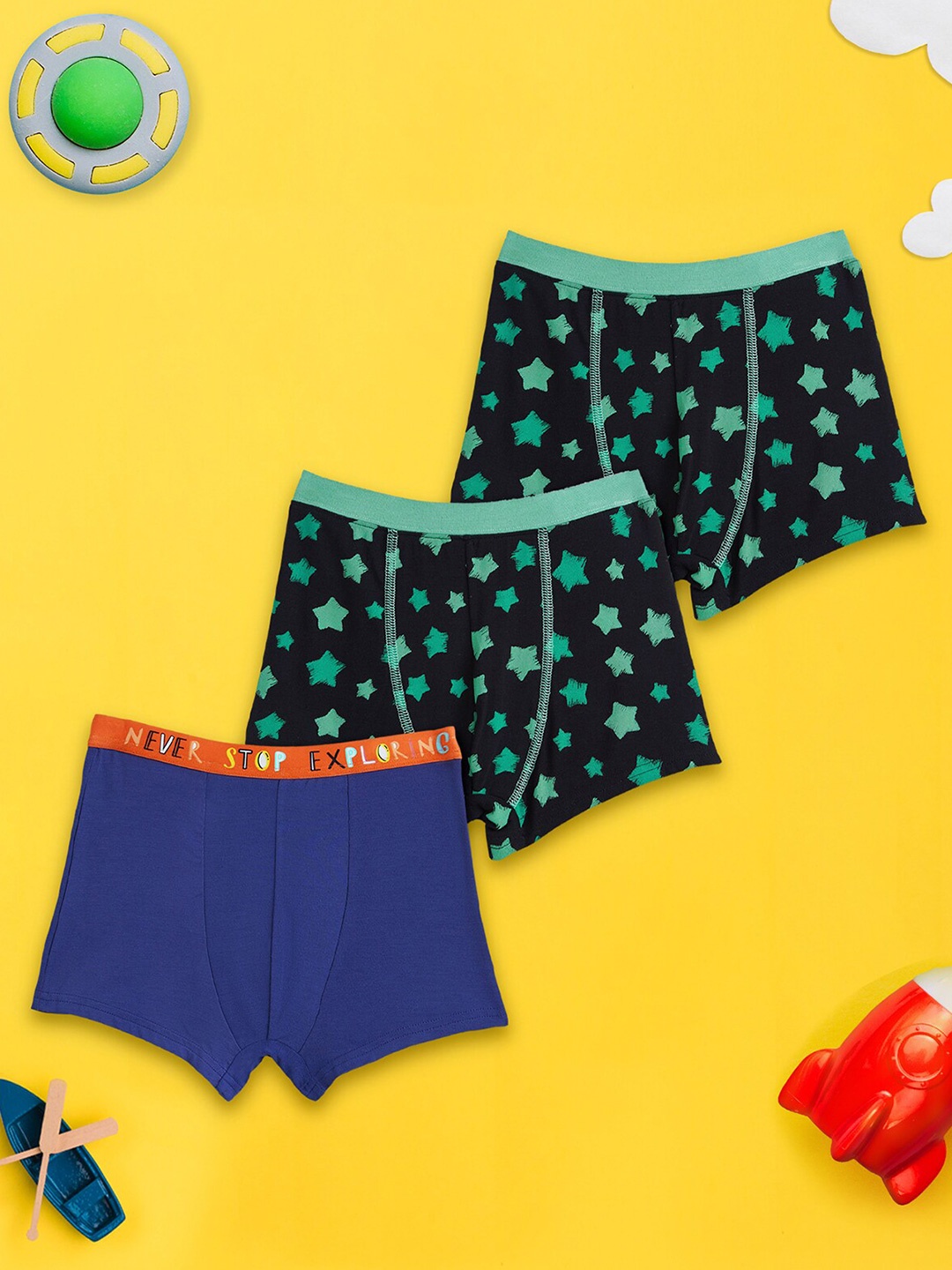 

XY Life Boys Pack Of 3 Printed Moisture Absorbent Trunks LBTRNK3PCKN06, Blue