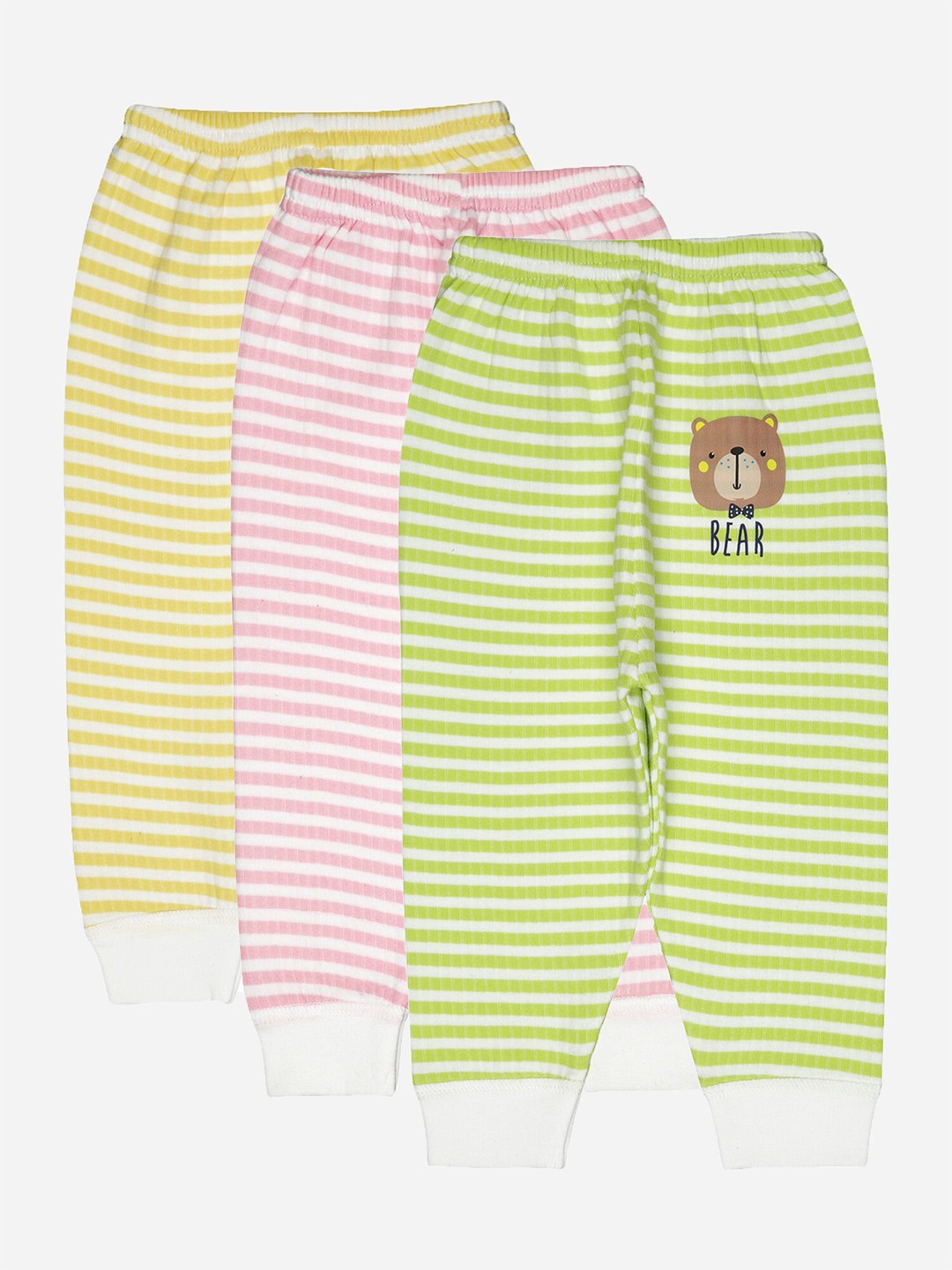 BODYCARE INSIDER Infants Pack Of 3 Assorted Striped Thermal Bottoms