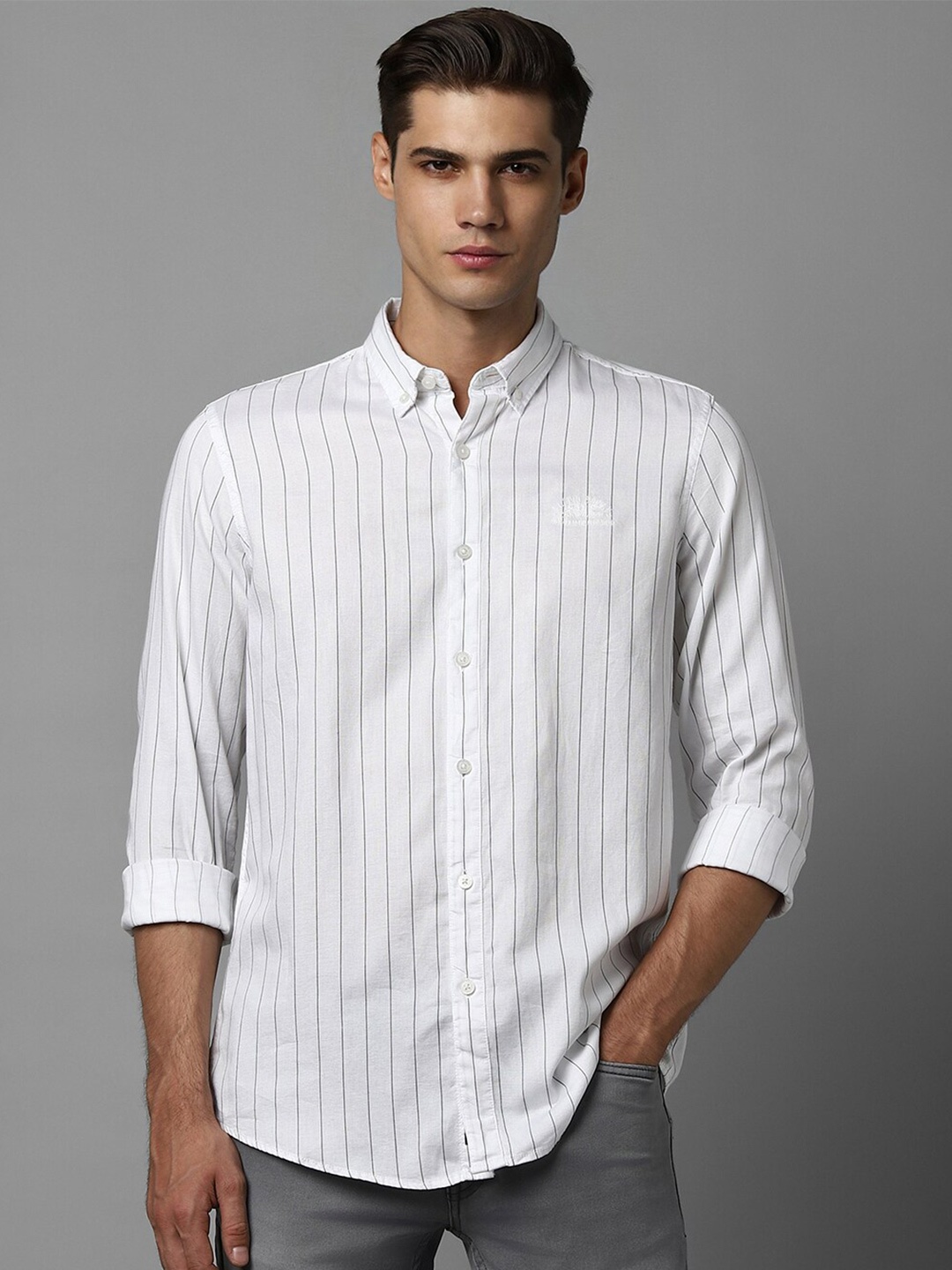 

Allen Solly Striped Printed Opaque Cotton Casual Shirt, White