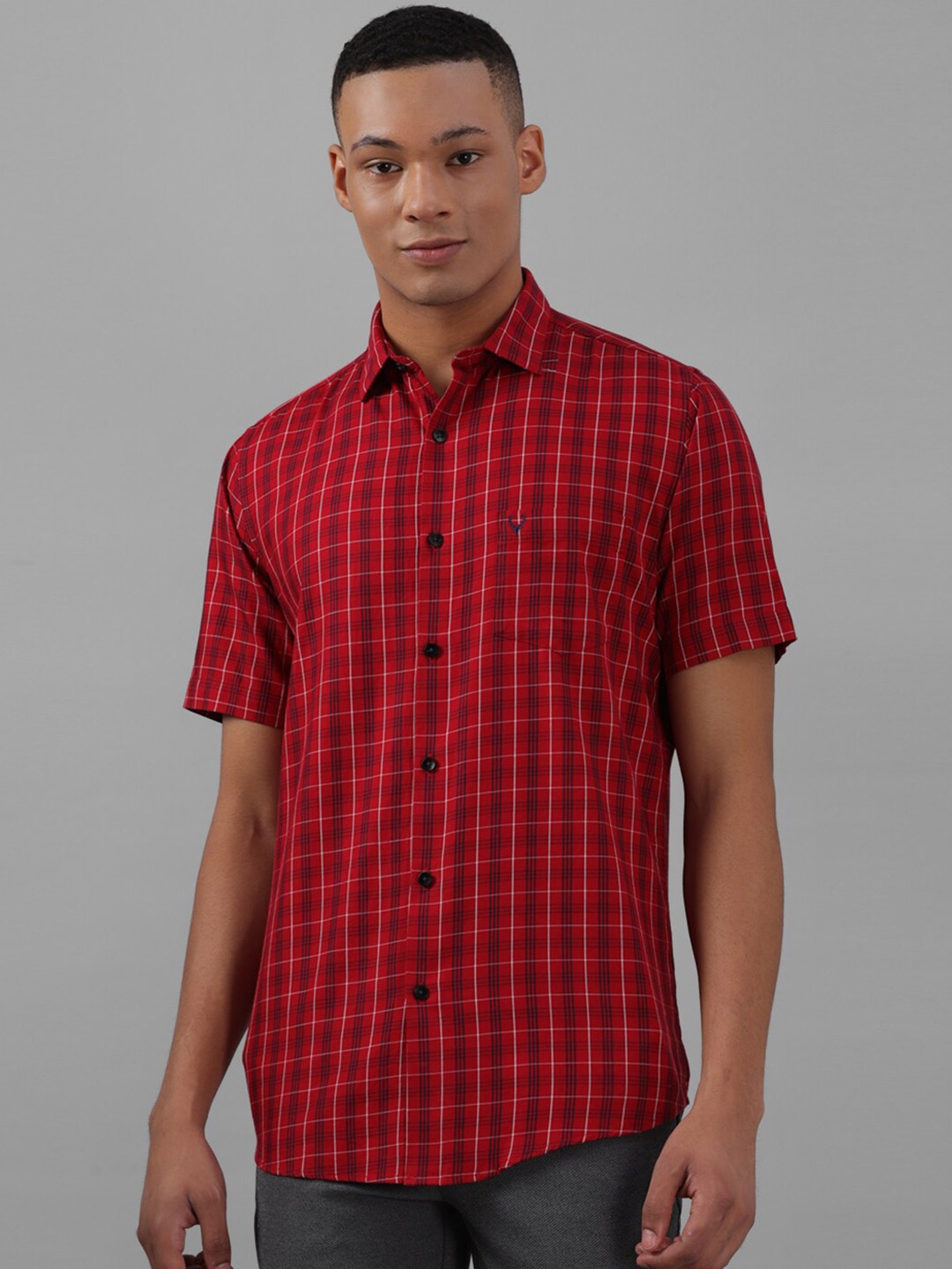 

Allen Solly Slim Fit Tartan Checks Opaque Cotton Casual Shirt, Red