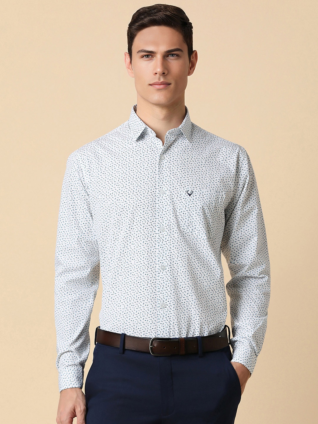 

Allen Solly Men White Slim Fit Opaque Printed Formal Shirt