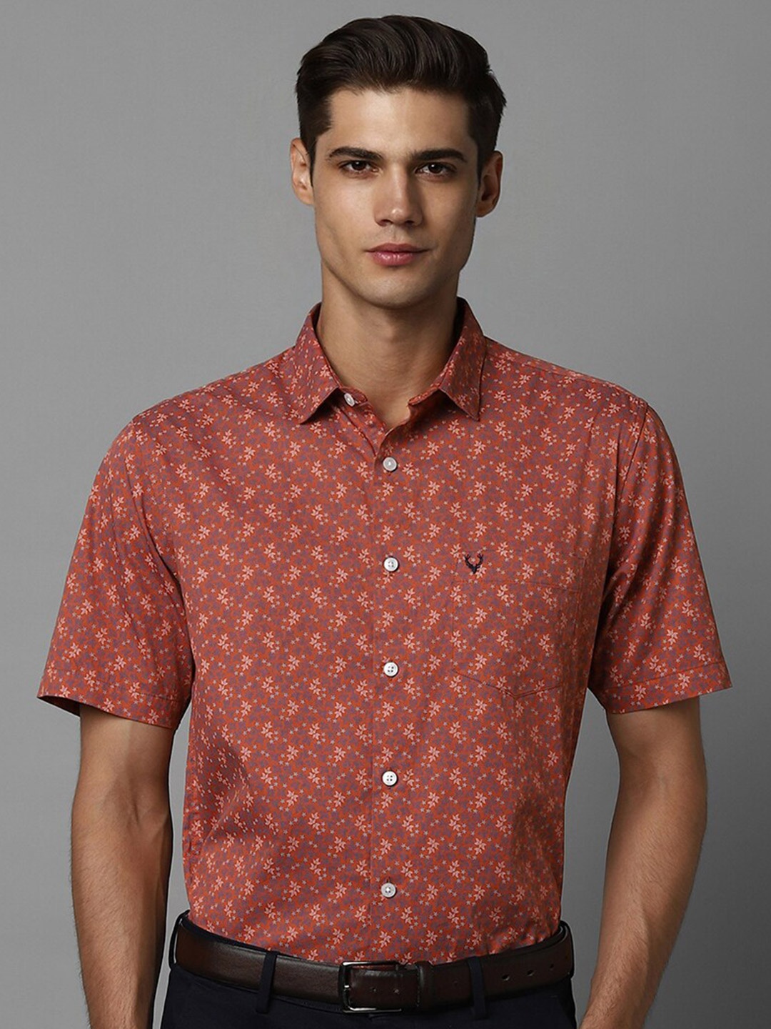 

Allen Solly Slim Fit Floral Printed Cotton Opaque Formal Shirt, Orange