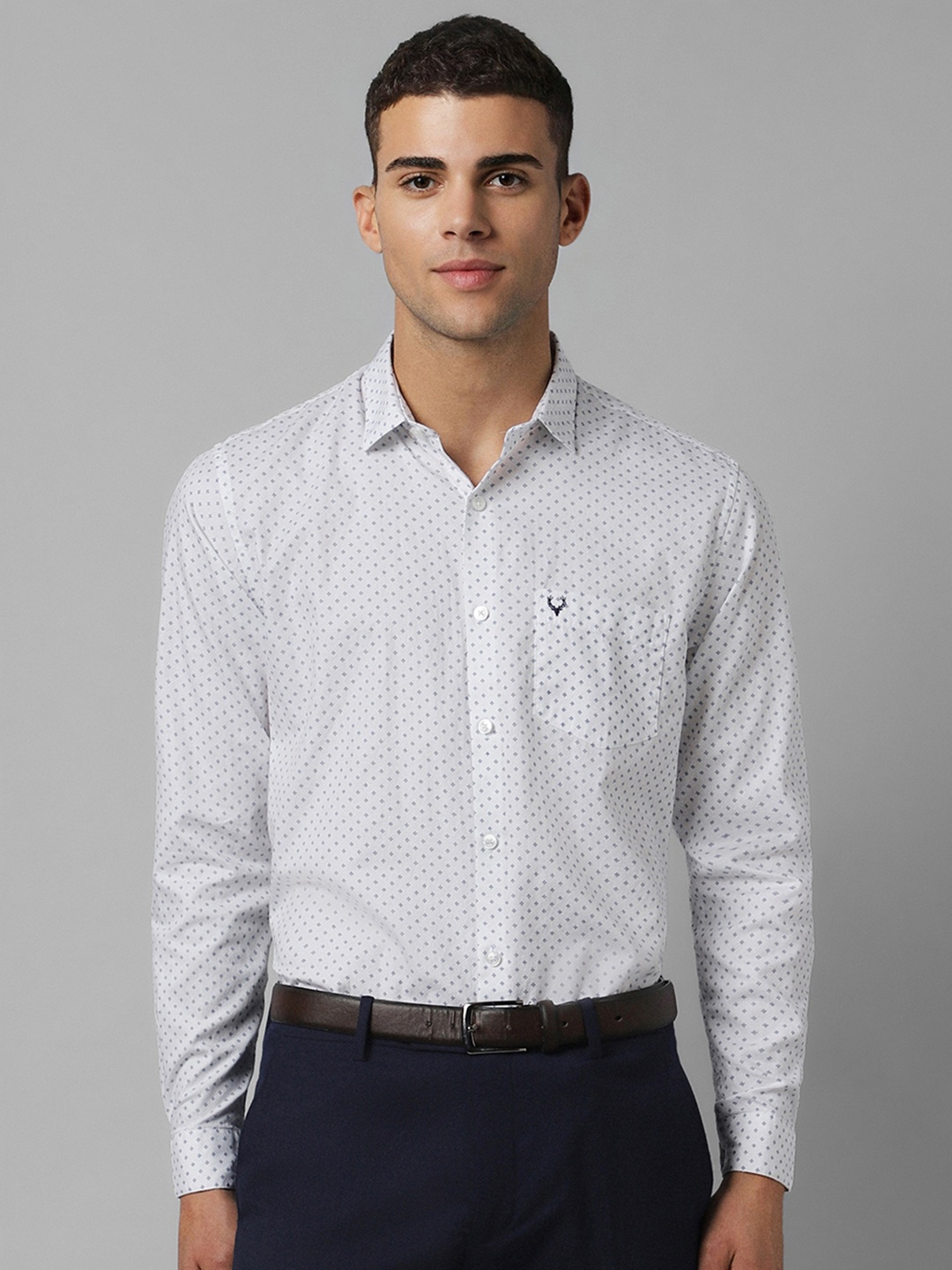 

Allen Solly Printed Full Sleeves Spread Collar Cotton Slim Fit Formal Shirt, White